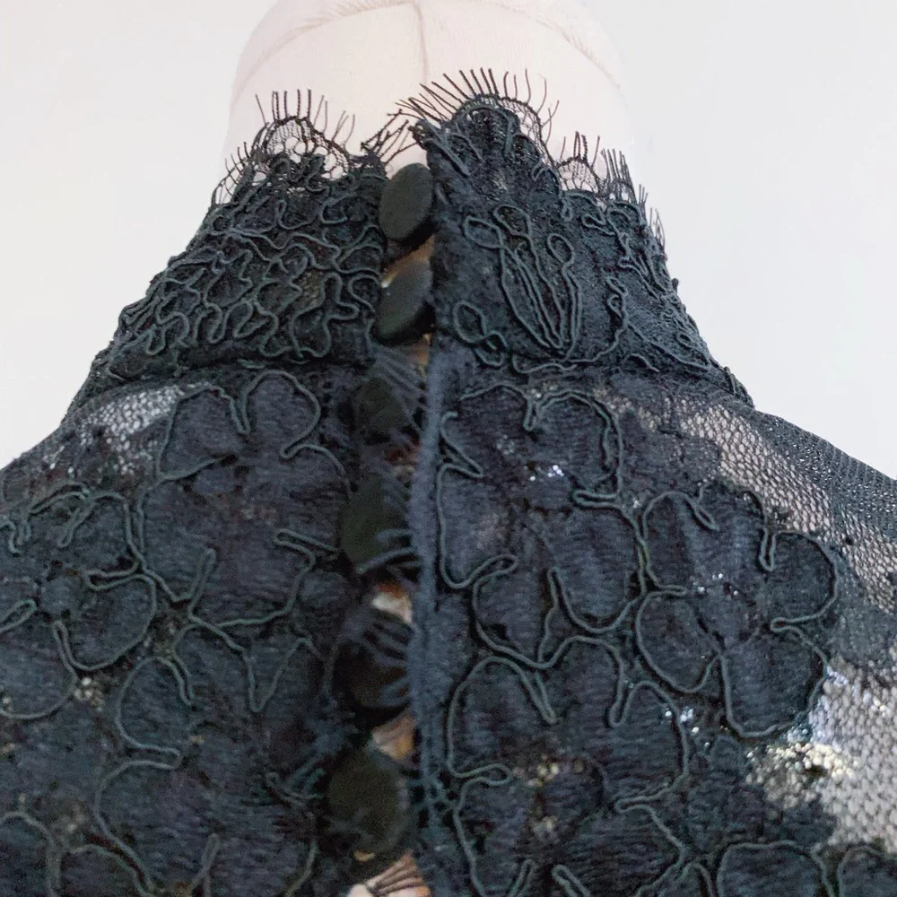 NWOT Authentic ZIMMERMANN Sensory lace linen and silk midi dress Size 1 Black - Picture 12 of 16